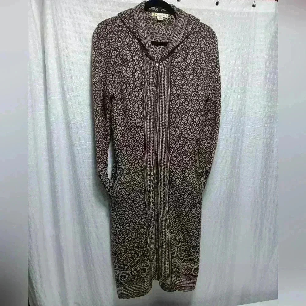 DAKINI Long Double Zip Hooded Sweater jacket. Ladies size M